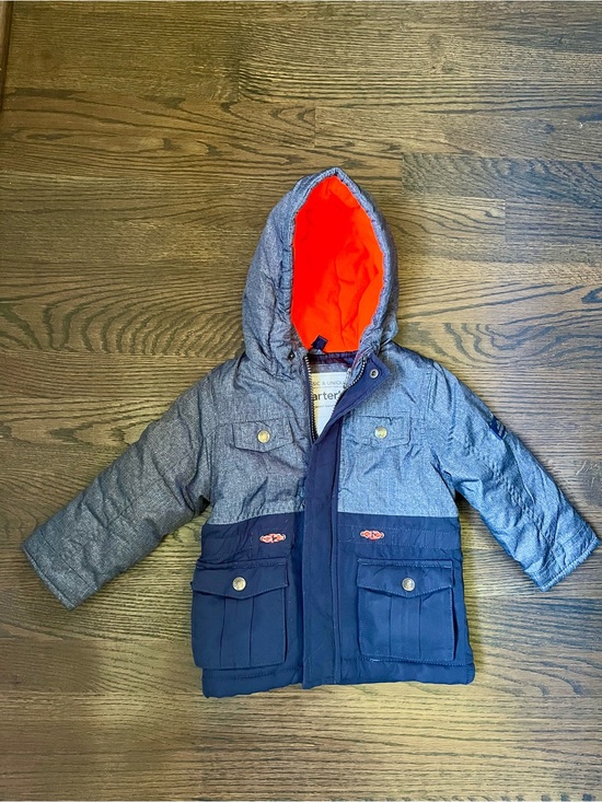 Carter's Other - Carter's Two-Tone Hooded Coat in Gray and Blue.
